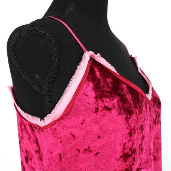 Marc Jacobs Bright Pink Velour Slip Mini Dress Silk Trim Sleeveless 2 XS NEW - Picture 2 of 8